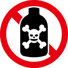 危険物の持ち込みに関する「禁止」「注意」「警告」のアイコンセット- 毒、有毒、毒物-