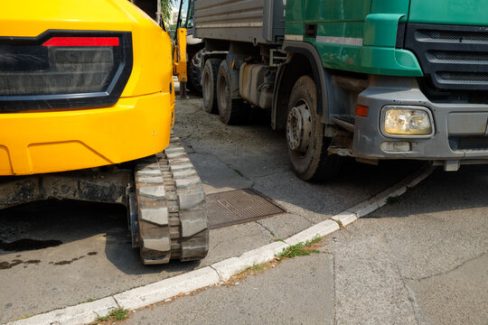Close-up of construction vehicles 
