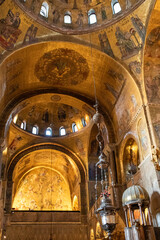 The interior of St. Mark's Basilica Catholic church in Venice, Italy	