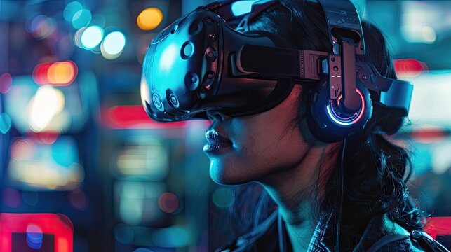 Virtual reality gaming experience at a virtual reality arcade