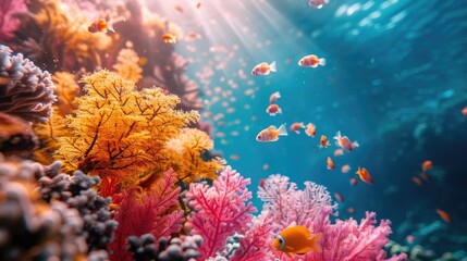 Naklejka na ściany i meble Biodegradable sunscreen to protect coral reefs