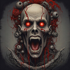 Ancient Ethnic Horror Symbols Black Wizard Dark Magic T-Shirt Canvas Printable 3D illustration