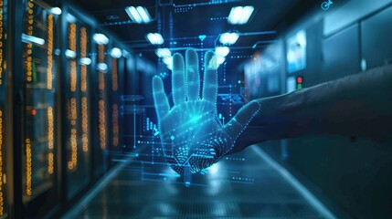 Fototapeta premium Biometric palm print recognition system in a secure facility