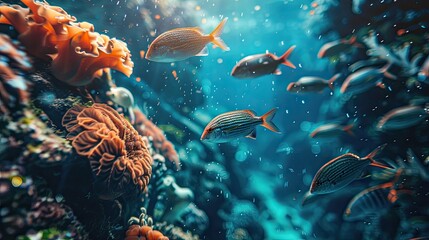 Fototapeta premium Sustainable seafood sourcing using blockchain technology