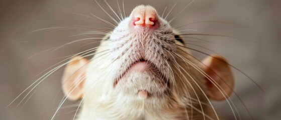  a close up of a rat's face with it's mouth open and it's eyes closed.