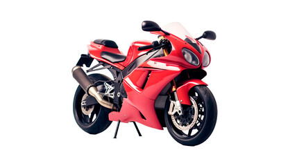 Red racing motorcycle on a transparent background.