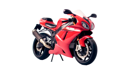 Red racing motorcycle on a transparent background.