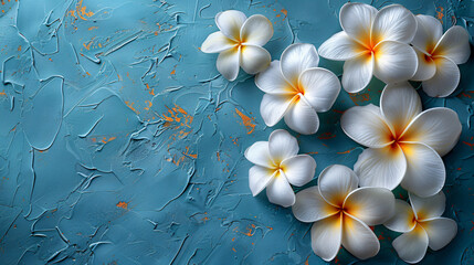 Fototapeta na wymiar Elegant white frangipani flower background poster