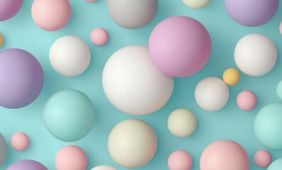Geometric shapes Pastel spheres abstract background. , Website, application, game template. Computer, laptop wallpaper, backdrop. Design for landing, surface for placing products and websites, article