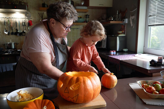 Fun Preparing for Halloween with Grandma