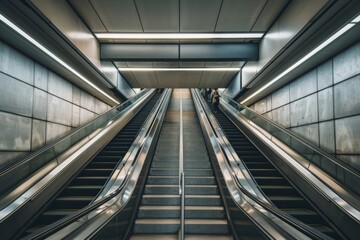 The escalator in the subway was empty with only one person on it Generative AI