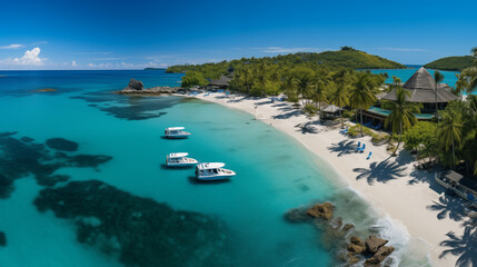 White luxury yacht on the beautiful ocean beach