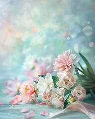 Beautiful pink and white blossoms against a dreamy, bokeh light background. Spring awakening concept. Mothers day concept. Wedding concept.	