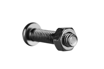 hex socket head screw with nut in black color on isolated white background close up