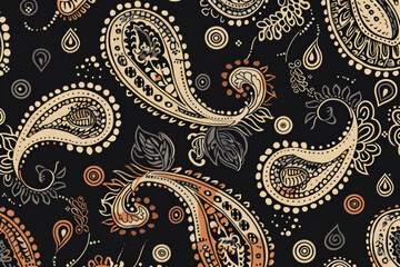 A pattern of paisley with droplet-shaped motifs of Persian origin in a shawl or a carpet