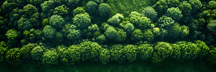 Aerial of Thick Wood of Green Trees Beside Paddocks ,
Top view from the drone to the green forest - obrazy, fototapety, plakaty