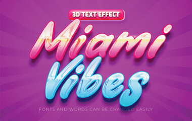 Miami vibe 3d editable text effect style