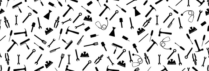 Black and white banner for Labor Day. Seamless background. 