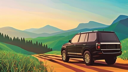 Fototapeta premium off-road car, country music background, road trip,