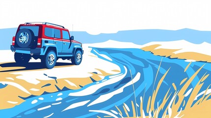 Fototapeta premium off-road car, country music background, road trip,