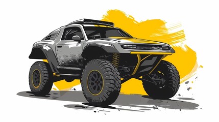 off-road car, country music background, road trip,