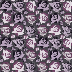 Fototapeta premium Roses seamless vector pattern