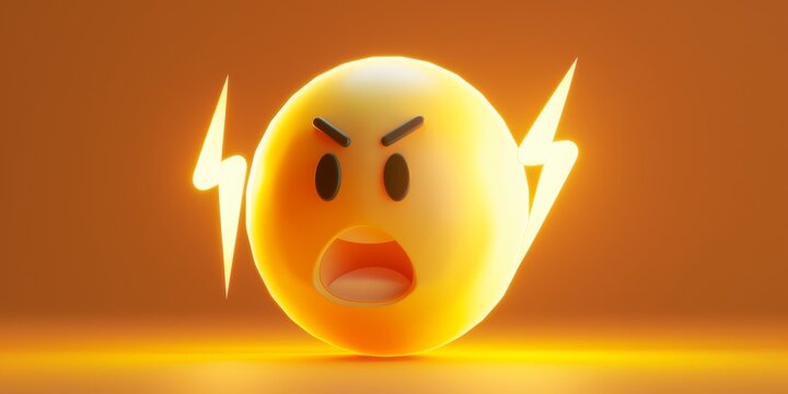 A Yellow Emoji With A Lightning Bolt On It Is Angry And Has Its Mouth Open