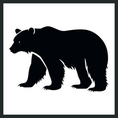 Obraz premium black silhouette of a Bear clipart on a white background, silhouette of a bear