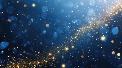 Obraz premium abstract background with Dark blue and gold particle. Christmas Golden 