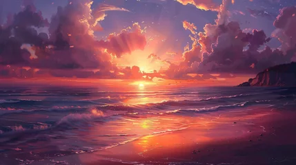 Store enrouleur sans perçage Violet great_sunset over the ocean