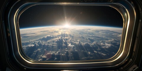 A view of the Earth from an airplane window - obrazy, fototapety, plakaty