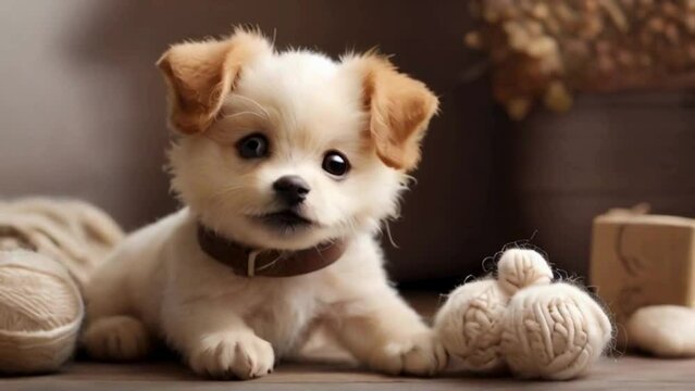 chihuahua puppy with a toy