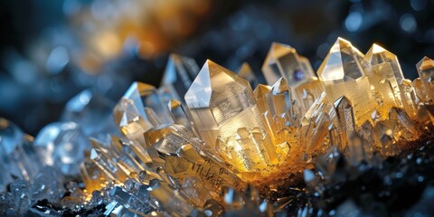 A cluster of crystals with a yellowish tint