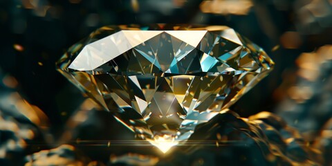 A close up of a diamond with a yellowish tint