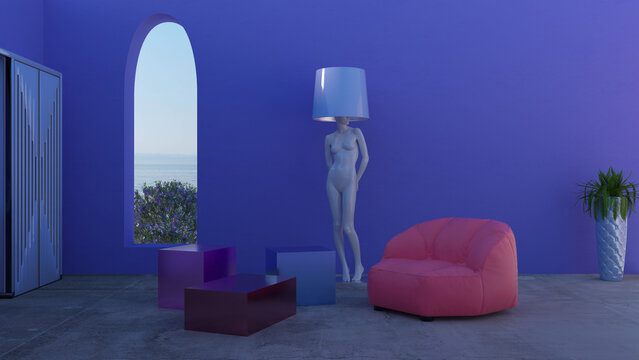 Home Interior With the Mirror
