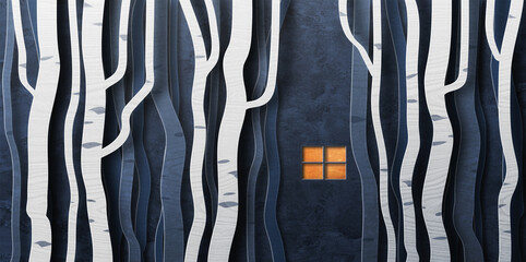 Light in the dark woods illustration