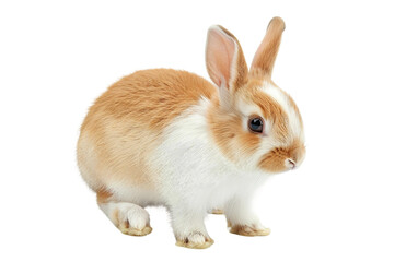 Obraz premium Graceful Tan and White Rabbit Standing Elegantly Isolated on Transparent Background PNG.