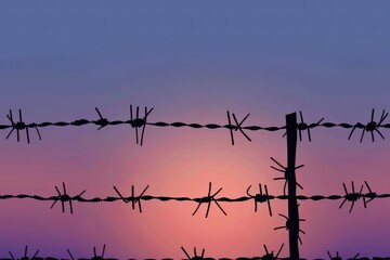 barbed wire silhouette background vector