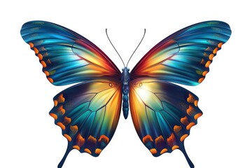 butterfly with blue wings on a white background