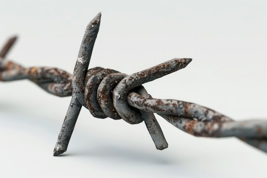 barbed wire on white background