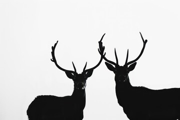 two deer silhouettes on a white background