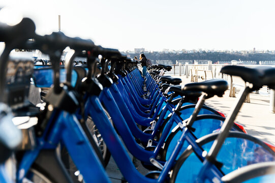 Public rent Bicycles on riverside