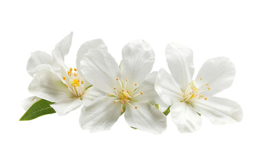 White Jasmine Delicate Blossoms Isolated on Transparent Background PNG.