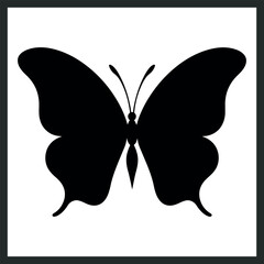 butterfly illustration, black silhouette of a Butterfly clipart on white background