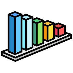 Obraz premium Bar Chart isometric lineal icon, related to market and economy theme. use for modern concept, UI or UX kit, app, and web development.