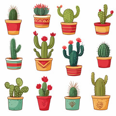 Seamless pattern with cactus doodle for decorative p