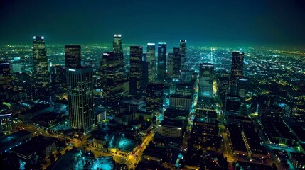 beautiful night view of the city of Los Angeles seen from above