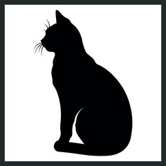 cat silhouette, A black silhouette of a Cat clipart on a white background