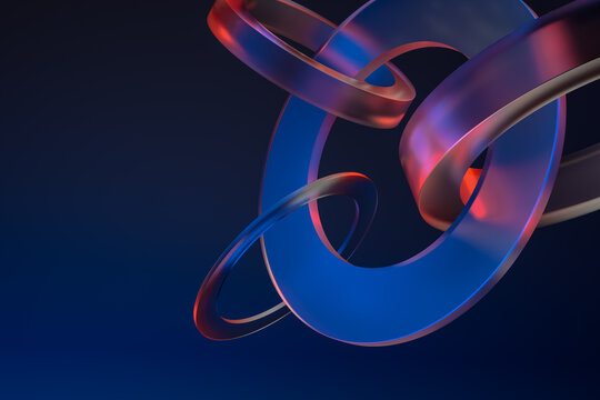 Background of a 3D red and blue objects floating in the air