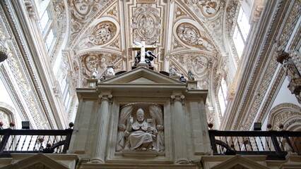 Catholic altar below the vaulted ceiling in the Mosque-Cathedral in Cordoba, Spain